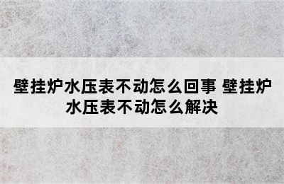 壁挂炉水压表不动怎么回事 壁挂炉水压表不动怎么解决